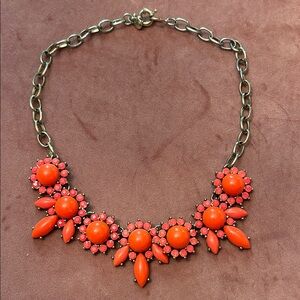J. Crew Vibrant Orange Floral Necklace